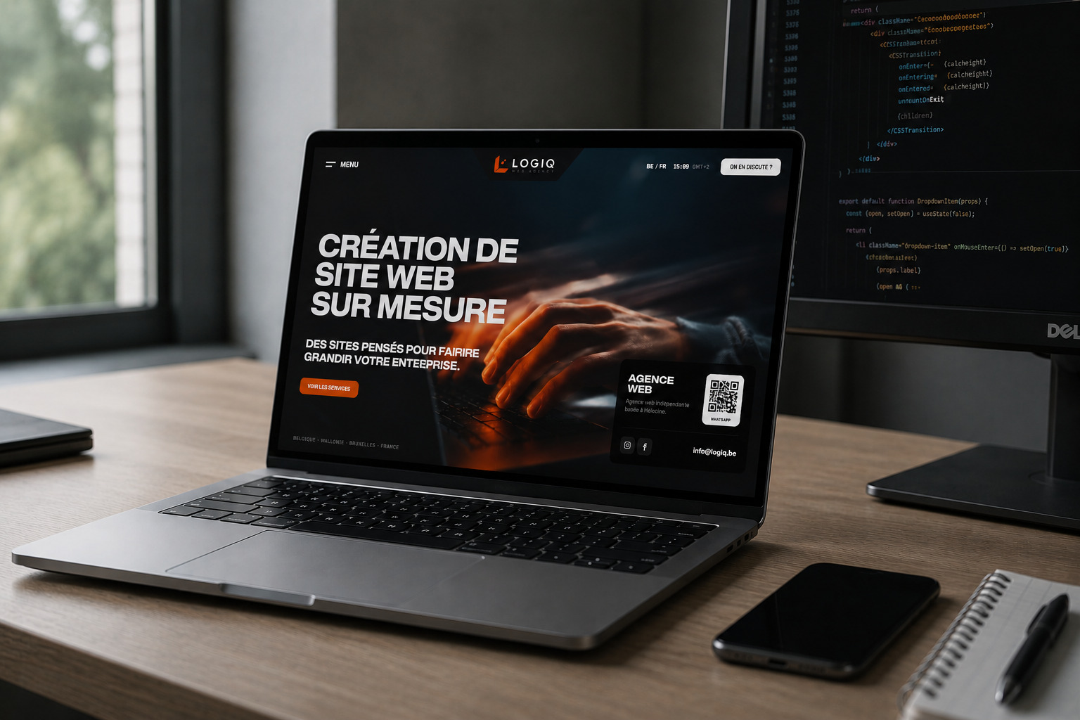 Ordinateur portable présentant la refonte moderne d'un site web